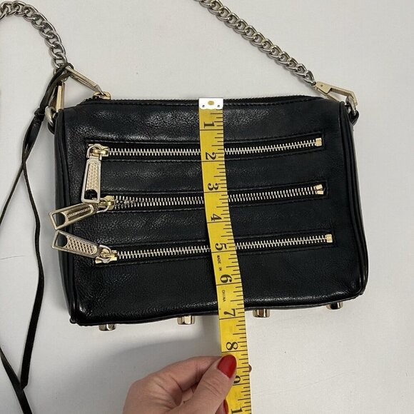 Rebecca Minkoff 4 Zip Cross-body Leather Bag, Black Leather Silver Hardware - Picture 3 of 10